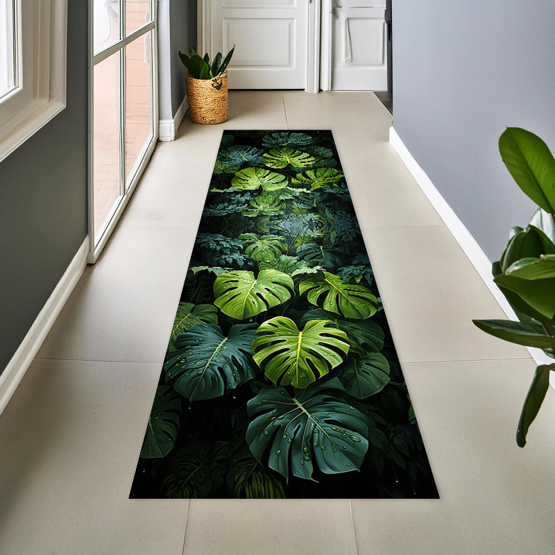 Kitchen Appliances Green - Tapis demi-rond à feuilles de plantes