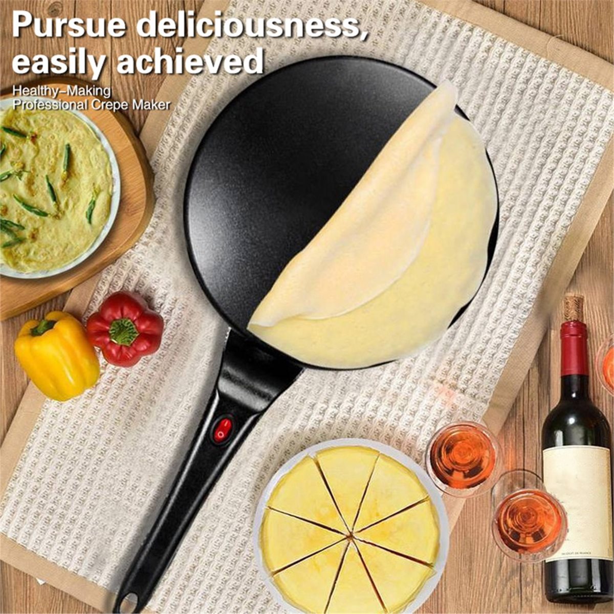 Crepe Maker Non Stick - Crêpière électrique M10K, plaque à crêpes