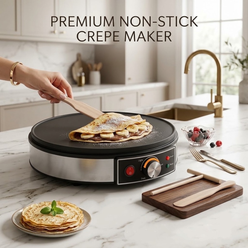 Crepe Maker Non Stick - Crêpière électrique antiadhésive multifonction, machine à